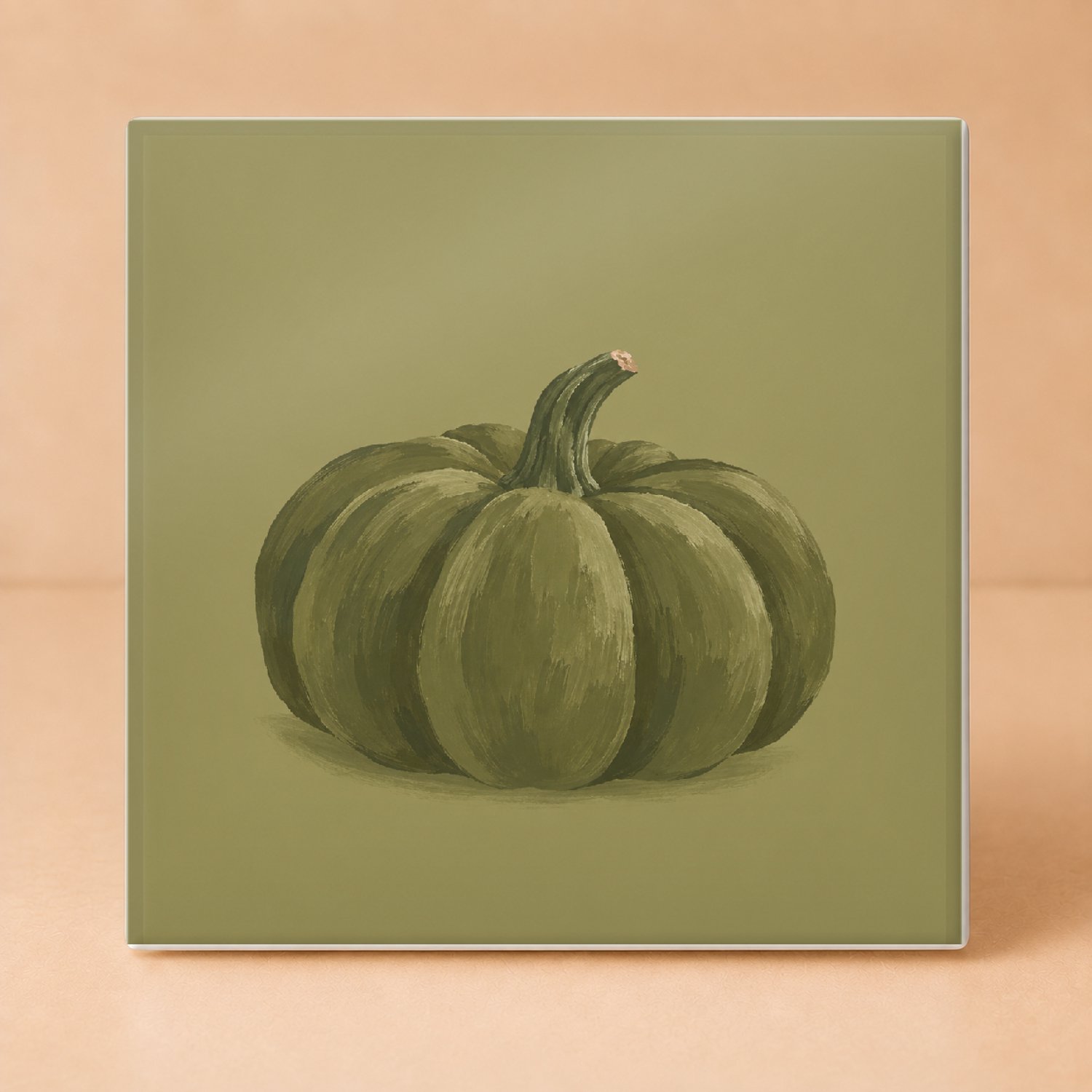 Bedruk King Sfeervolle Geschilderde Pompoen Tegel – Herfstige Keramieken Decoratietegel voor Pompoen Fans en Herfstliefhebbers - 11 x 11 cm Wit