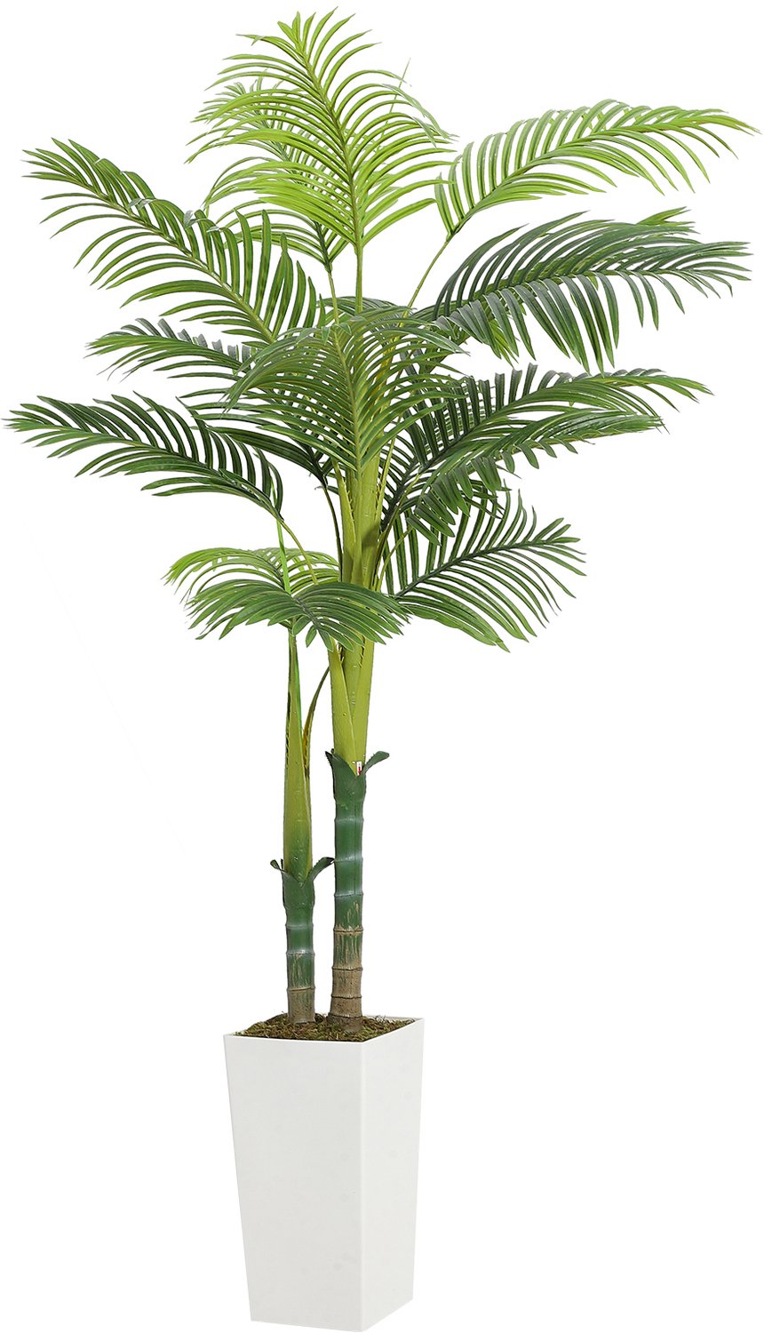Triumpunpre Kunstpalm 180 cm met Witte Pot, Realistische Arecapalm met Dubbele Stam voor Binnen Groen