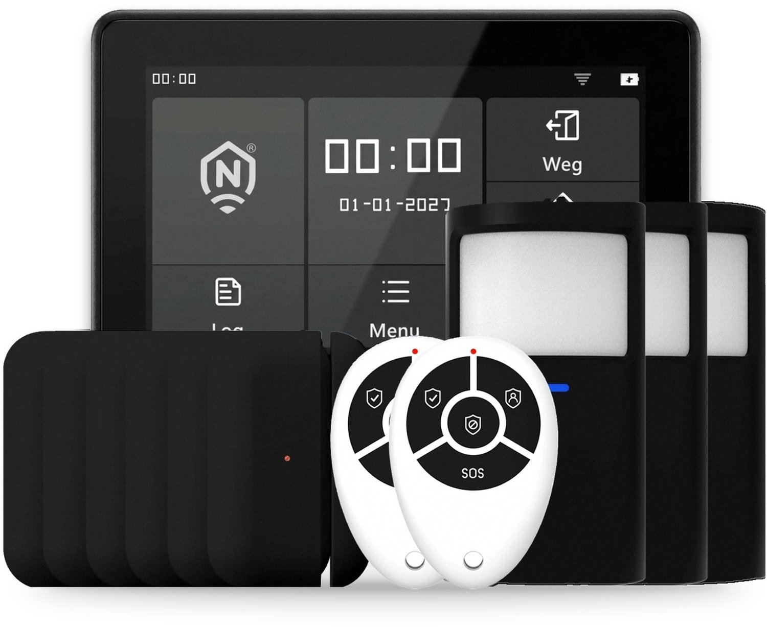 ShieldLink® Plus Alarmsysteem – Compleetset – Draadloos & Uitbreidbaar – Met App – Zonder Abonnement – Zwarte Accessoires