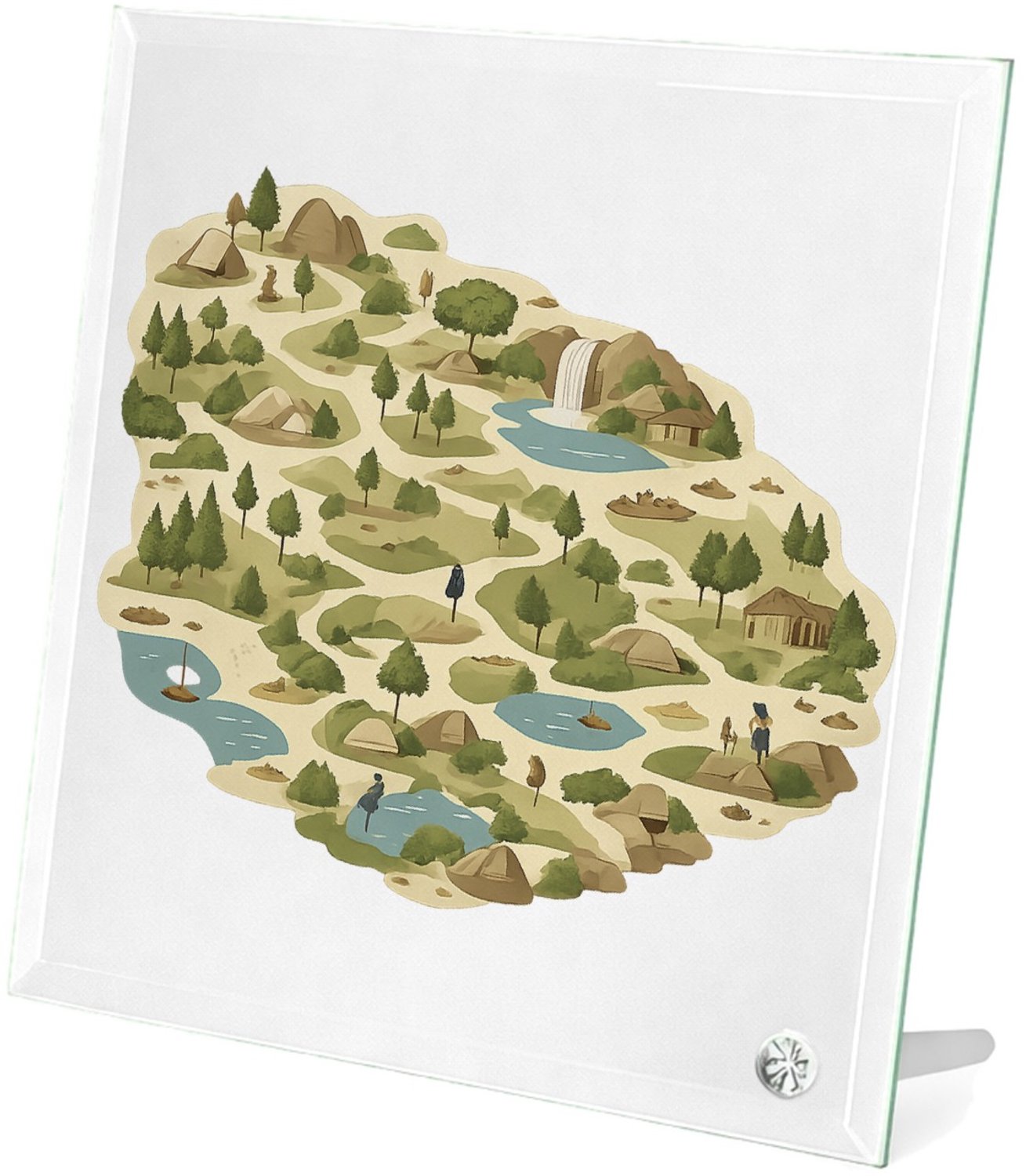 Mr Cadeautjes Glasframe 20 x 20 - design Een rustige stadsplattegrond als decoratieve print met mini| cadeau Wit