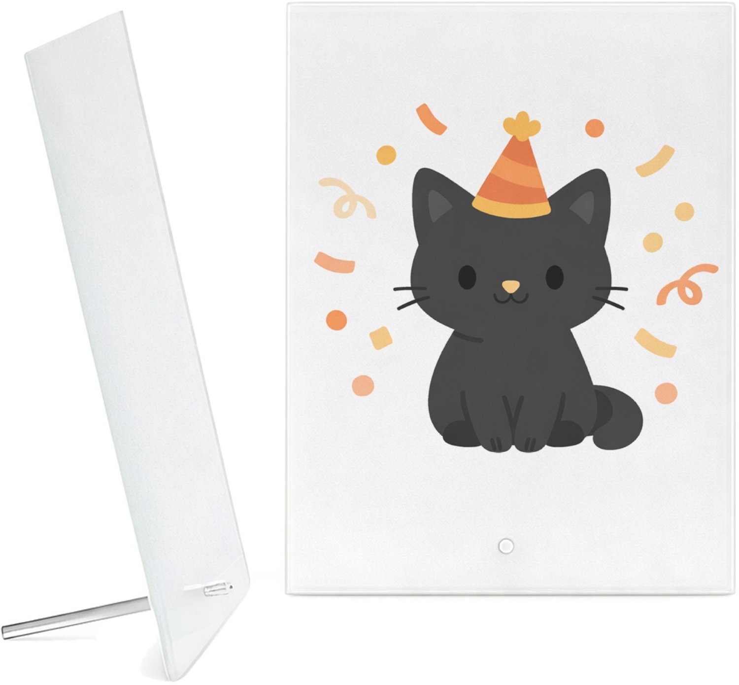 Mr Cadeautjes Glazen fotopaneel Een rustige felicitatiekaart met een konijn op een zachte ac - 15 x 20 cm, staand - glas, decoratie, wanddecoratie | cadeau Wit
