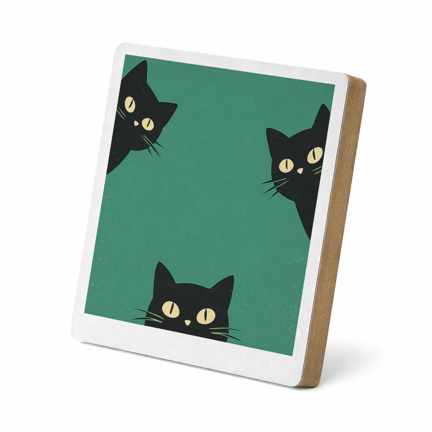 Mr Cadeautjes MDF staande fotolijst 15,2 x 15,2 - design Drie speelse huisdier-silhouetten die vanuit de randen naar | cadeau Wit