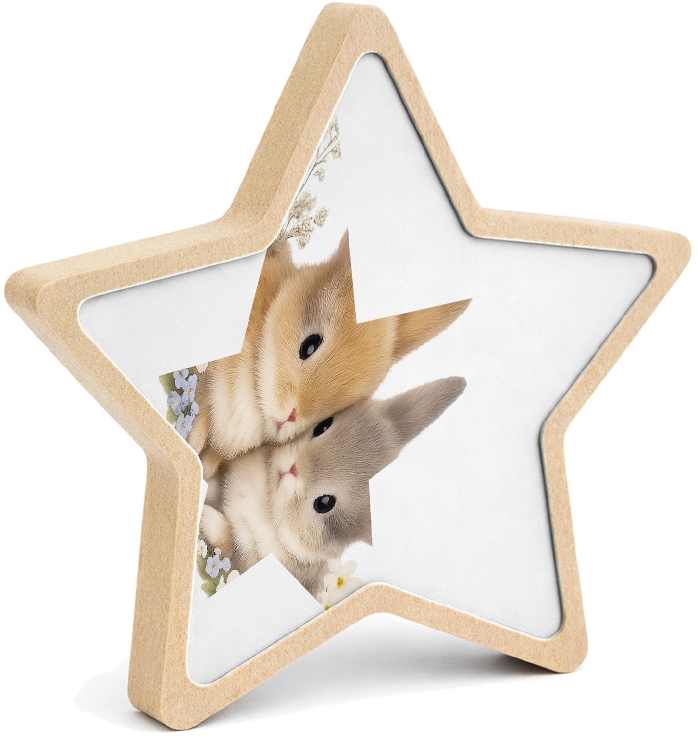Mr Cadeautjes MDF fotolijst ster 14 x 13,5 - design Een lieve, speelse productprint met een sterk centraal focus | cadeau Wit