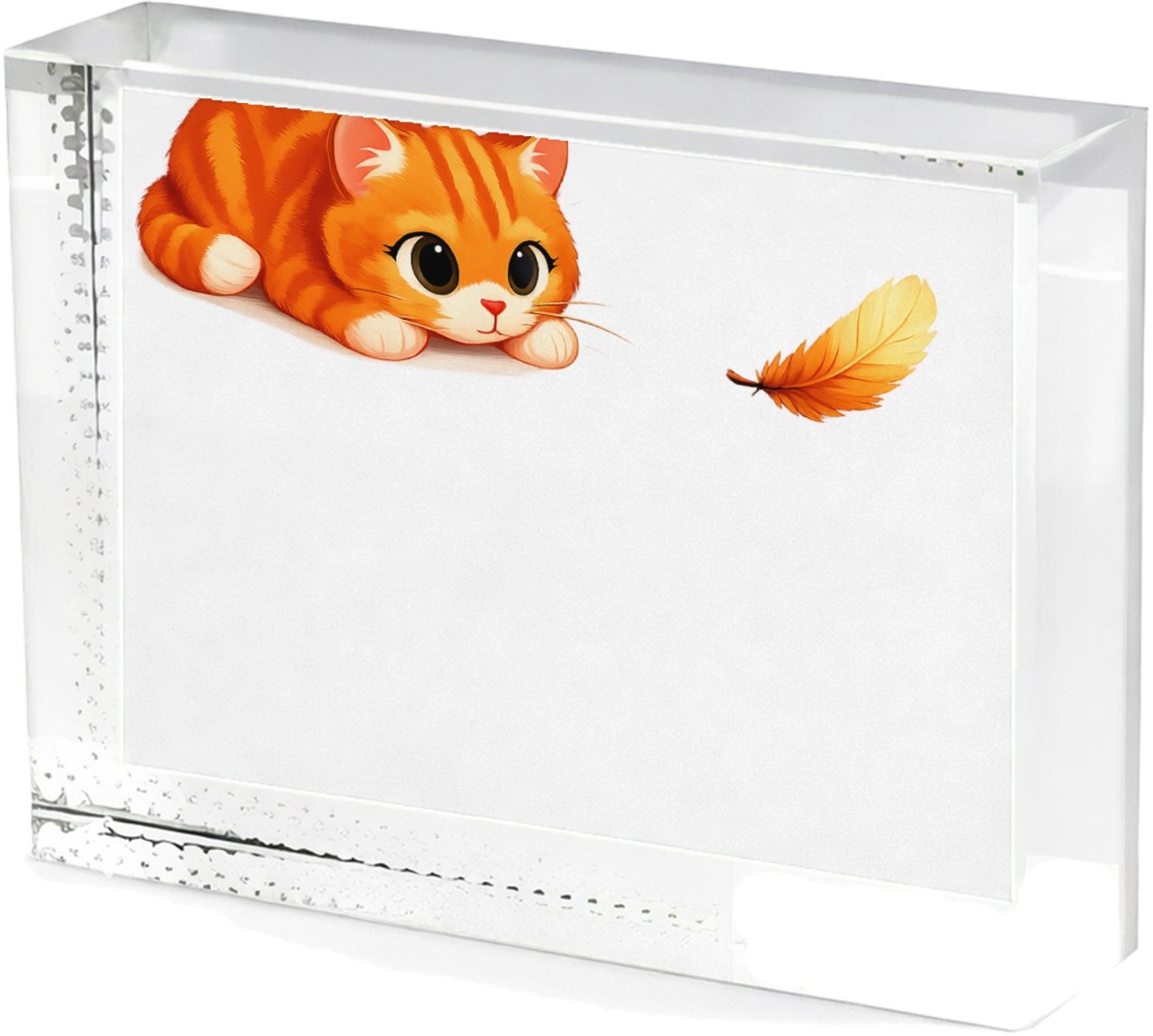 Mr Cadeautjes Fotokristal Een nieuwsgierige vos die naar een klein zwevend blaadje kij - glas, 8 x 6 cm - kristallen | cadeau Wit
