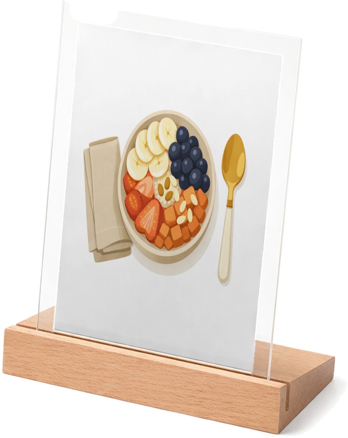 Mr Cadeautjes Glasframe met vaste tekst - design Centrale ontbijtscène met een warme, rustige uitstraling | cadeau Wit