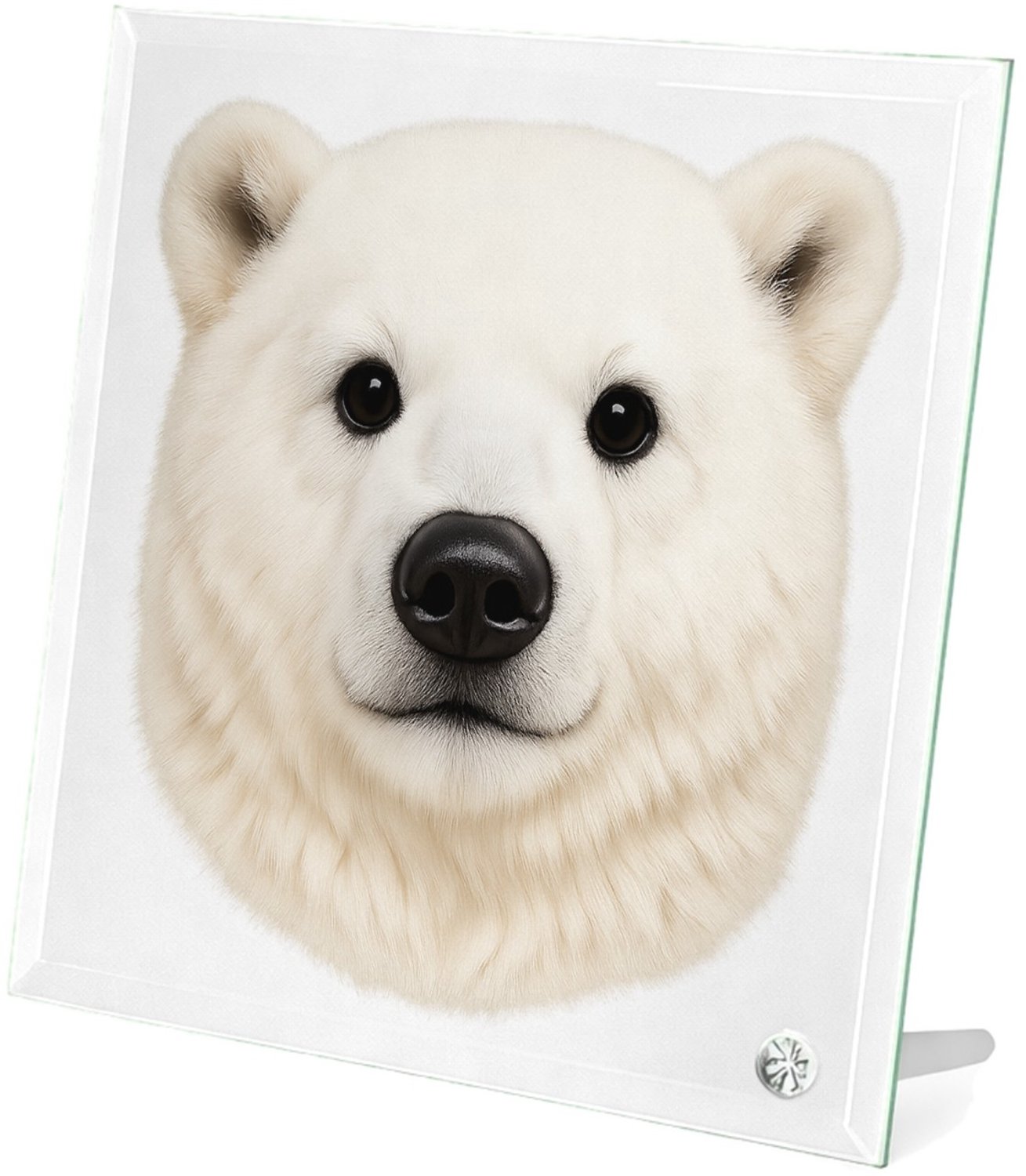 Mr Cadeautjes Glasframe 20 x 20 - design Een opvallende kopillustratie met zachte pluche-textuur en e | cadeau Wit
