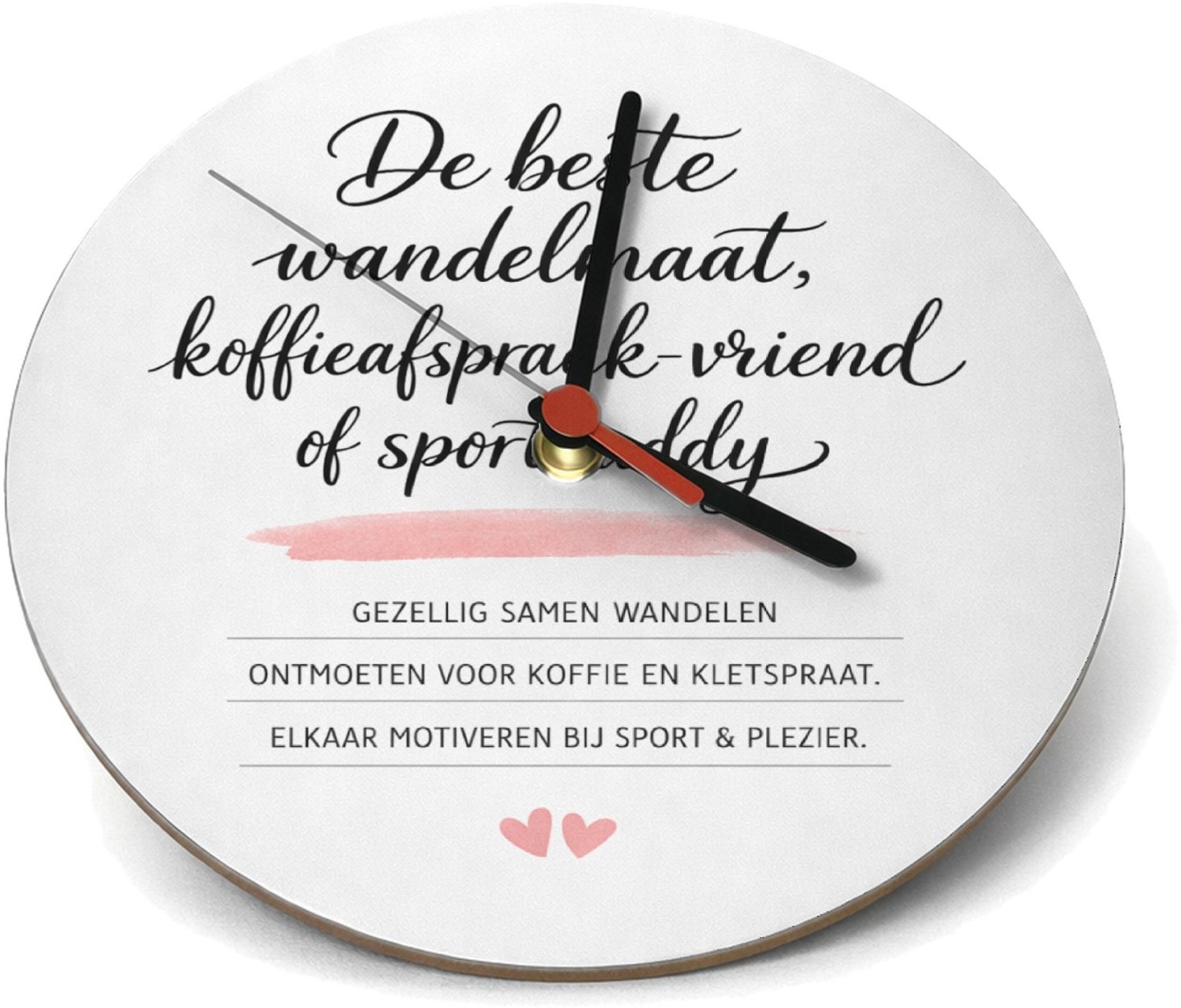 Mr Cadeautjes Klok rond Ø 19 - design Een minimalistische quote-print rond vriendschap buiten het | cadeau Wit