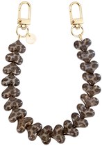 xoxo Wildhearts telefoonkoord - Funky Hearts Charm Cord (Leopard) - Geschikt voor iPhone - Geschikt voor Samsung - Universeel Phone Cord - Telefoonketting - Bedeltje voor telefoon - Telefoonhanger - Ketting met hartjes - Luipaard print
