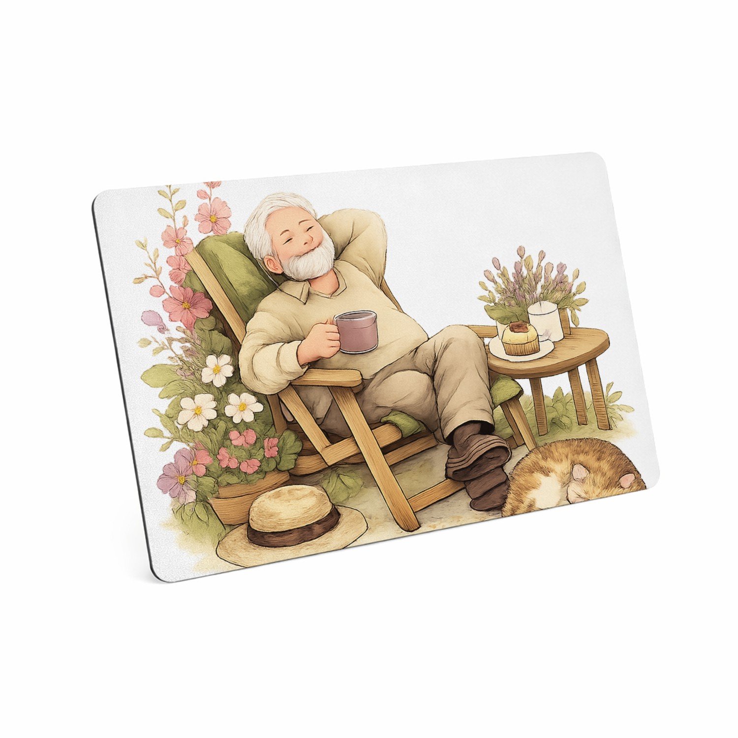 Mr Cadeautjes MDF magnetische fotolijst 28 x 19 - design Een vrolijke overgangsillustratie rond vrijetijd en rust, me | cadeau Wit