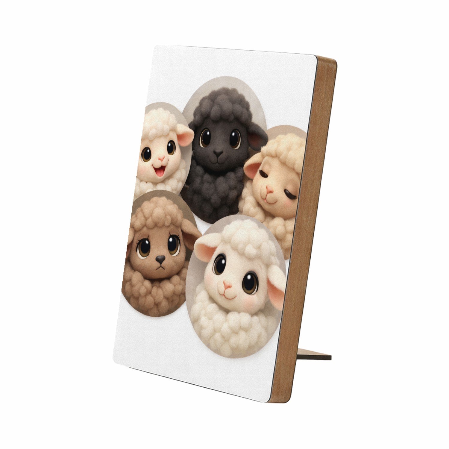 Mr Cadeautjes Glasframe/MDF 12,7 x 17,8 - design Mini-galerij van schattige boerderijdieren in losse cirkels | cadeau Wit