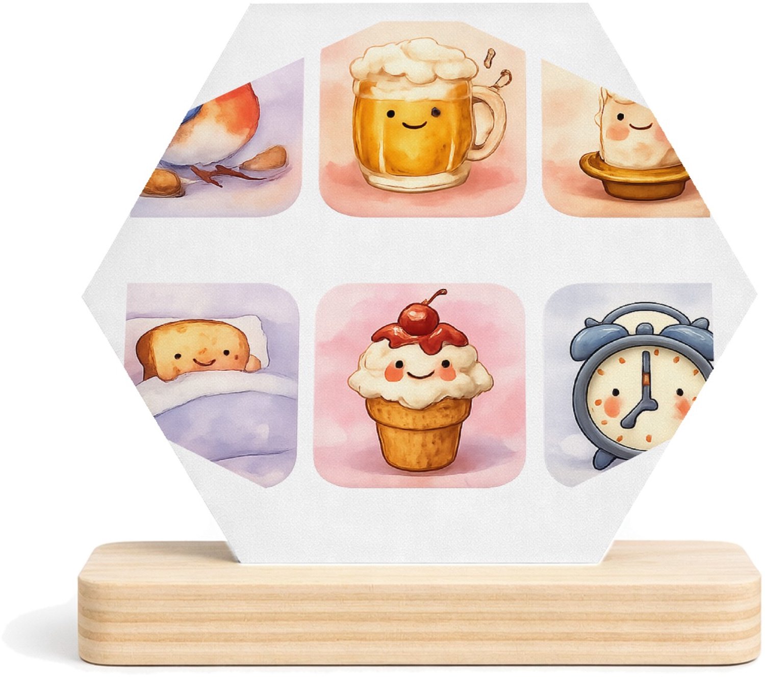 Mr Cadeautjes MDF fotolijst/inleg hexagon 14 x 13 - design Huiselijke comfort-scène met een alledaags object als ‘karak | cadeau Wit