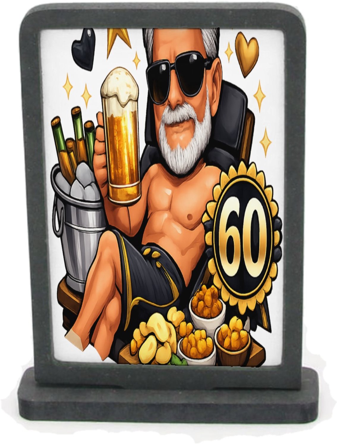 Mr Cadeautjes Houten fotolijst rechthoek met MDF inleg - design Jubileum-cocktail in loungestijl | cadeau Wit