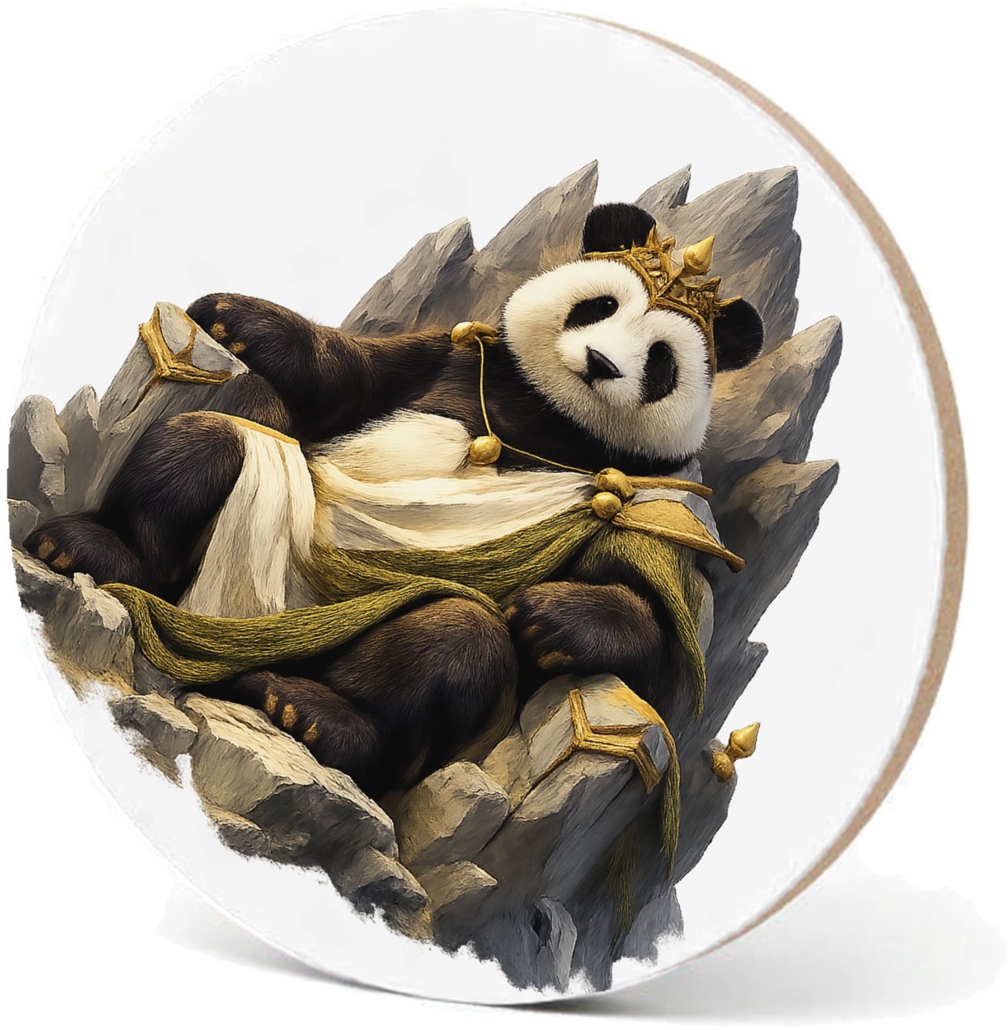 Mr Cadeautjes MDF fotolijst - design Een trotse panda op een minimalistische bergtroon met wind e | cadeau Wit