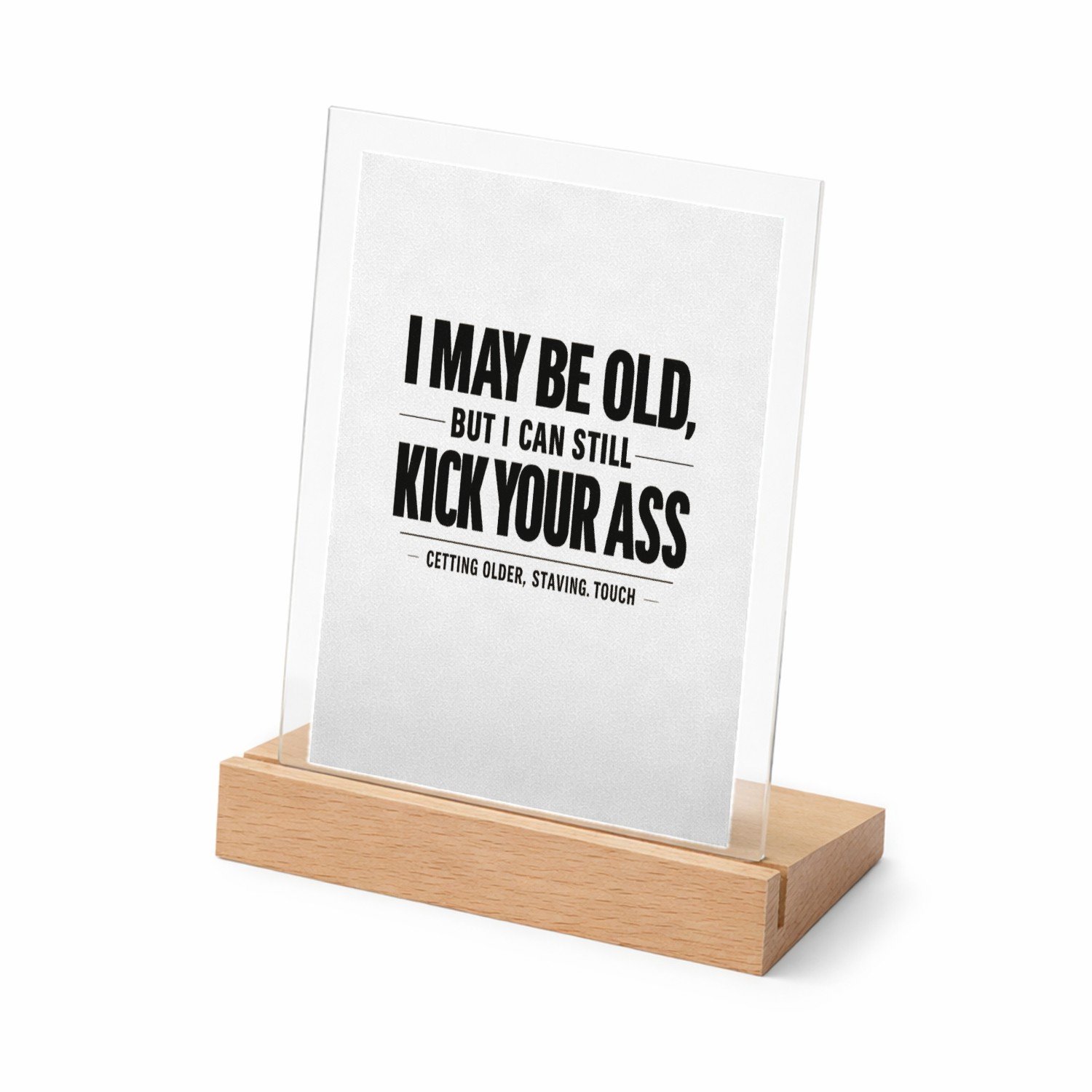 Mr Cadeautjes Glasframe met vaste tekst - design Minimalistische verjaardagsstatement met zelfspot over energ | cadeau Wit