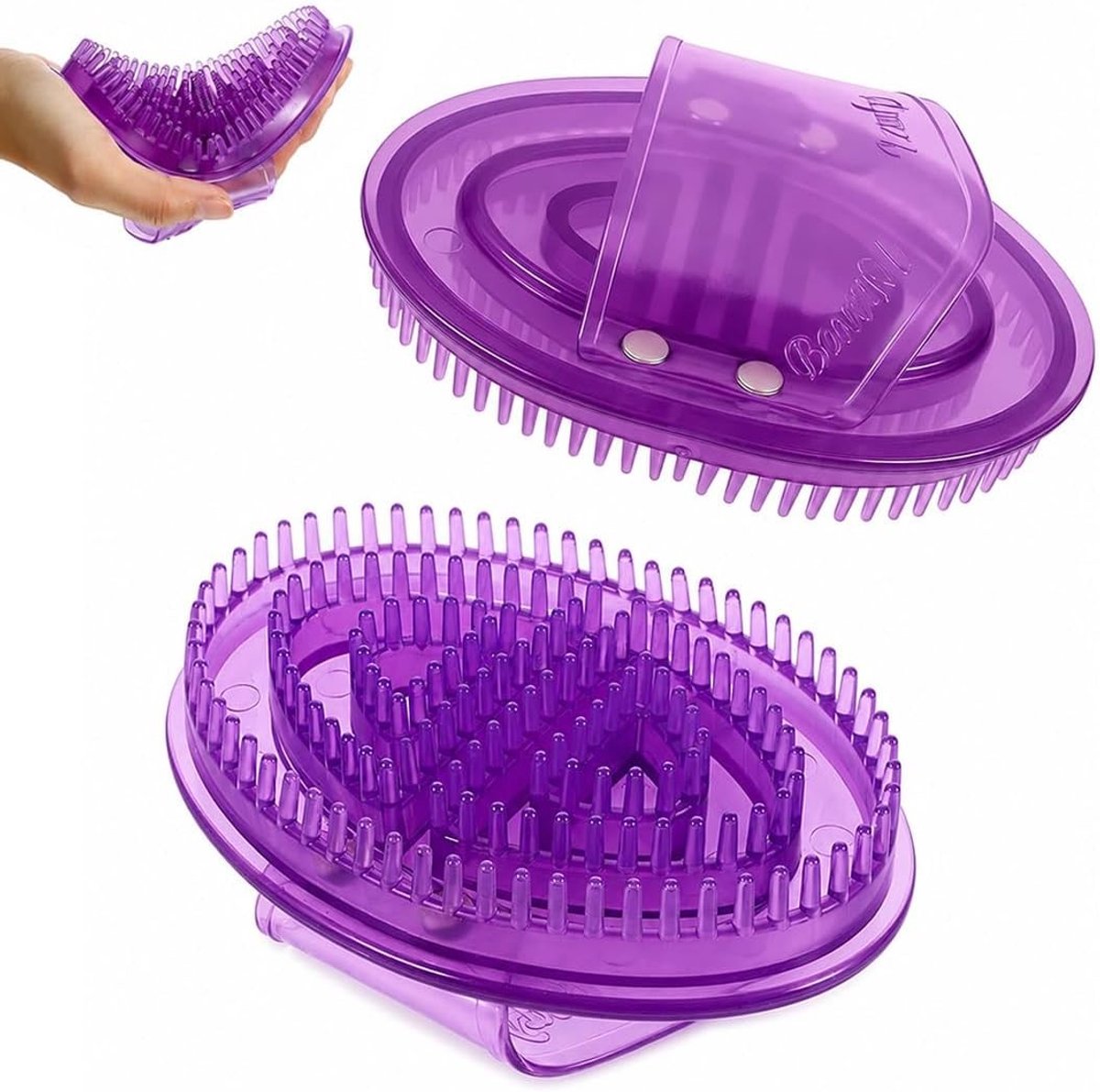 Dry Brush Lichaamsmassage - Paars - 14 cm - Ergonomische Borstel van Natuurlijke Sisal met Bamboe Handvat - Voor Ontspanning en Verzorging