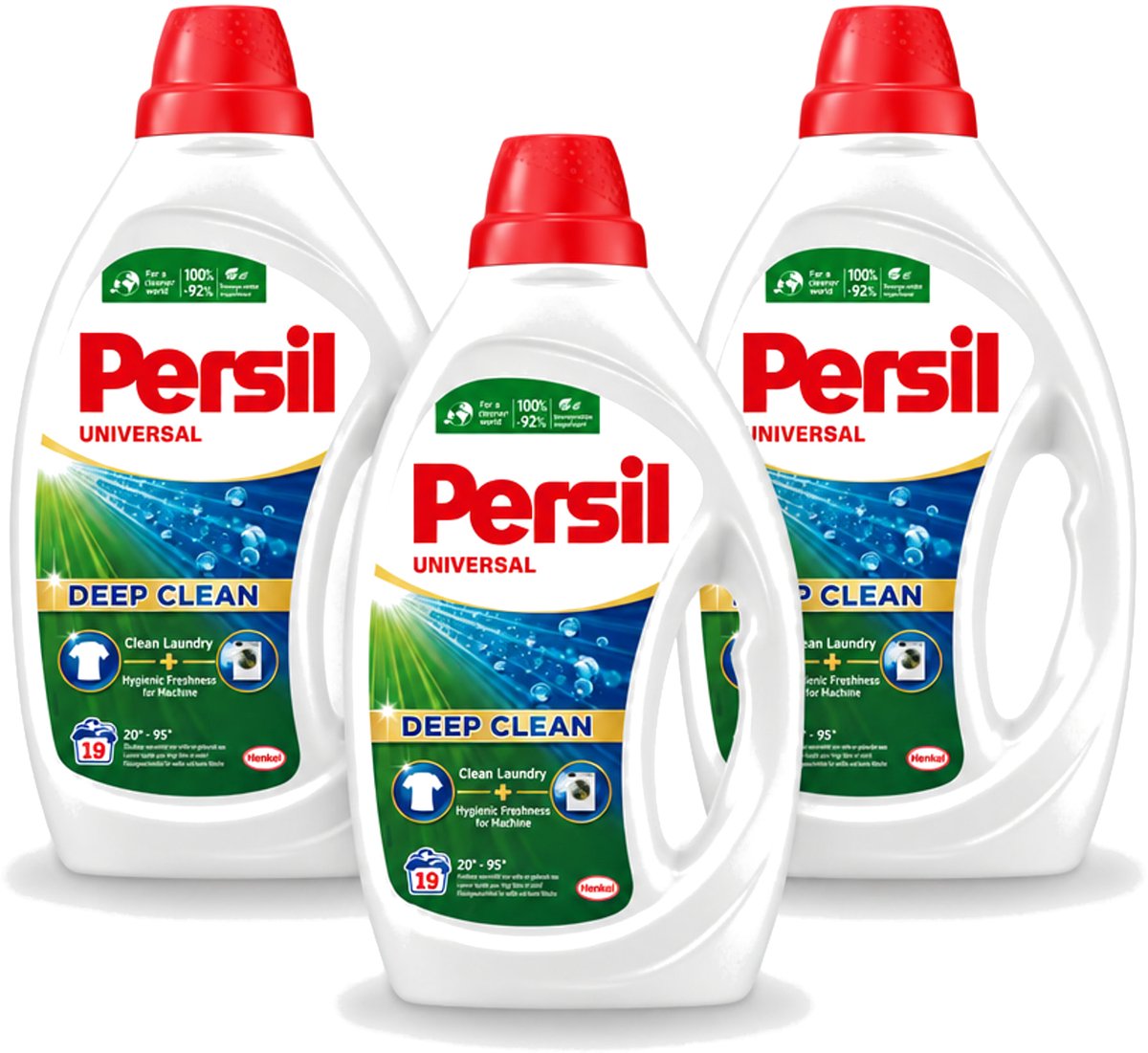 3 x Persil Universal - Deep clean - Vloeibaar Wasmiddel - Witte en Gekleurde Was - 19 Wasbeurten - Voordeelverpakking - 3 stuks