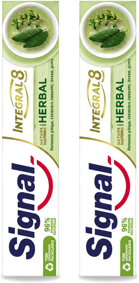 2 x Signal - Integral & Actions - Tandpasta - Natuurlijke Kruiden - Gerecyclede Verpakking - 75 ml - Voordeelverpakking - 2 stuks