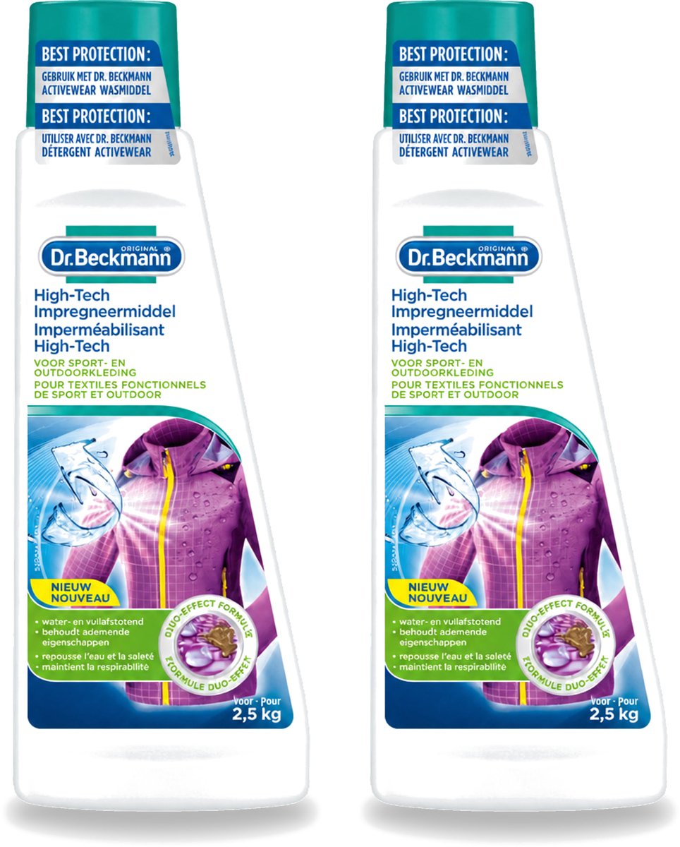 2 x Dr. Beckmann - High Tech Impregneermiddel - Sport- & Outdoorkleding - Witte en Gekleurde Was - 2.5 KG - Voordeelverpakking - 2 stuks