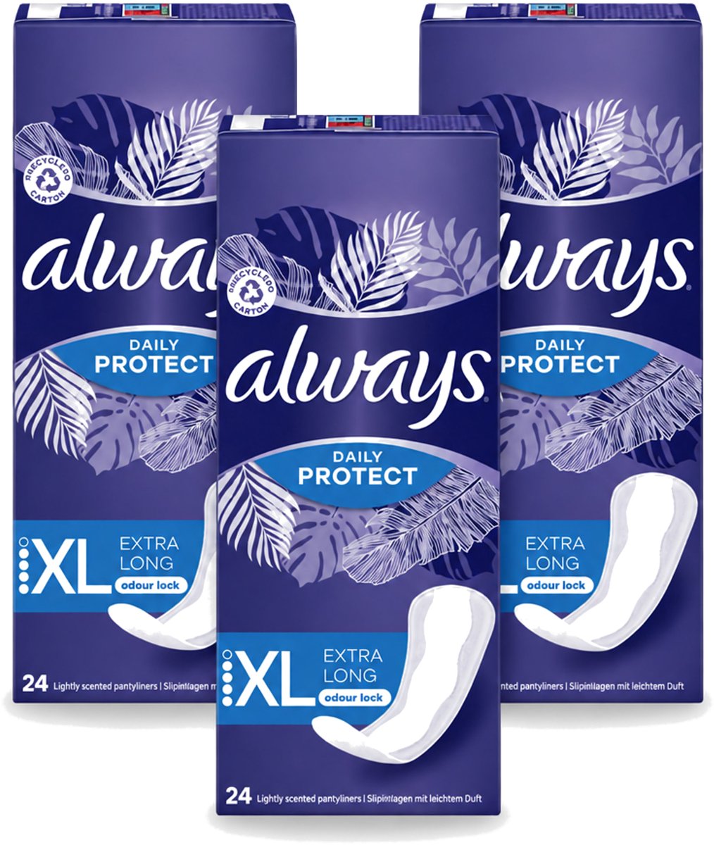 3 x Always – Inlegkruisjes – Extra Long – 24 Inlegkruisjes - Voordeelverpakking - 3 stuks