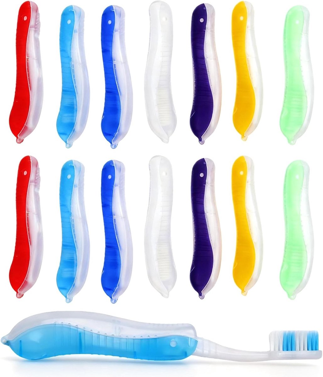 14-delige Reis Tandenborstel Set - Opvouwbare Mini Tandenborstels voor Camping, School en Zakenreizen, Ideaal voor Onderweg