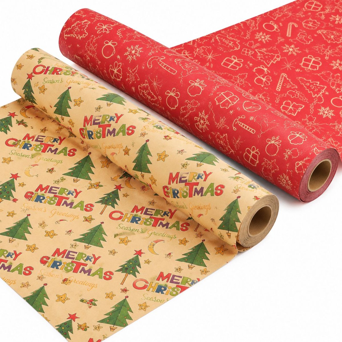 VHV - Inpakpapier - 300 cm - Cadeaupapier - 2 rollen - Kerstpapier - Kerst