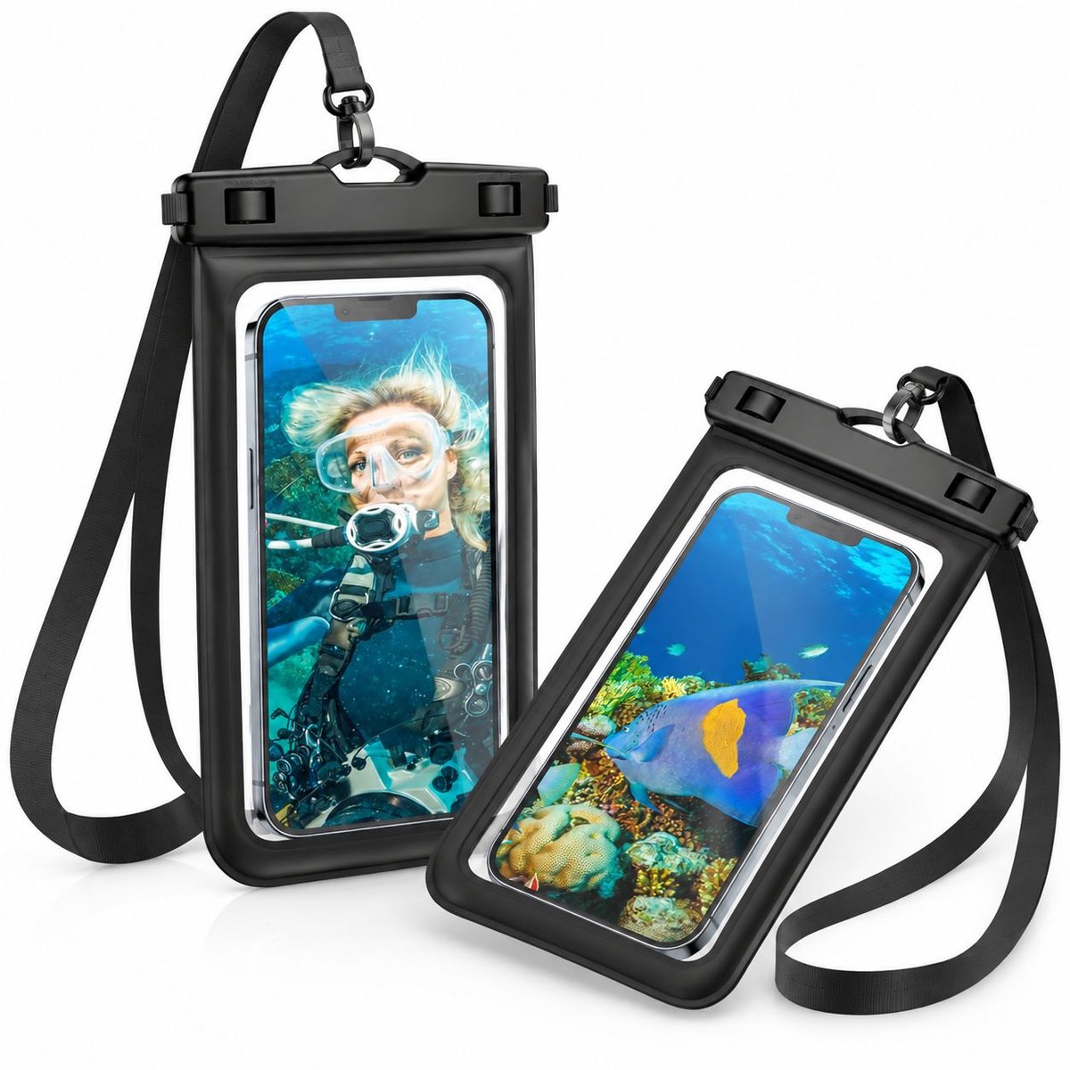 VHV - Smartphonetas - 2 stuks - Waterdicht telefoonhoesje - Waterdichte telefoonhoesjes - Telefoon tot 6,5 inch - Zwart - tijdens het kamperen