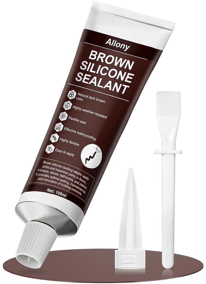 ALLONY Brown Silicone, Joint Fenetre, Outdoor Silicone, Waterproof and Elastic, Multi-Material Seals for Construction - ShopVlot