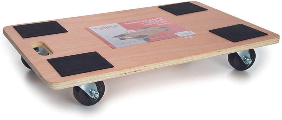 Toolland Meubelroller, 400 kg transporthulp, multiplex platform 65 x 40 cm, met antislip coating, handgreep en 4 - ShopVlot