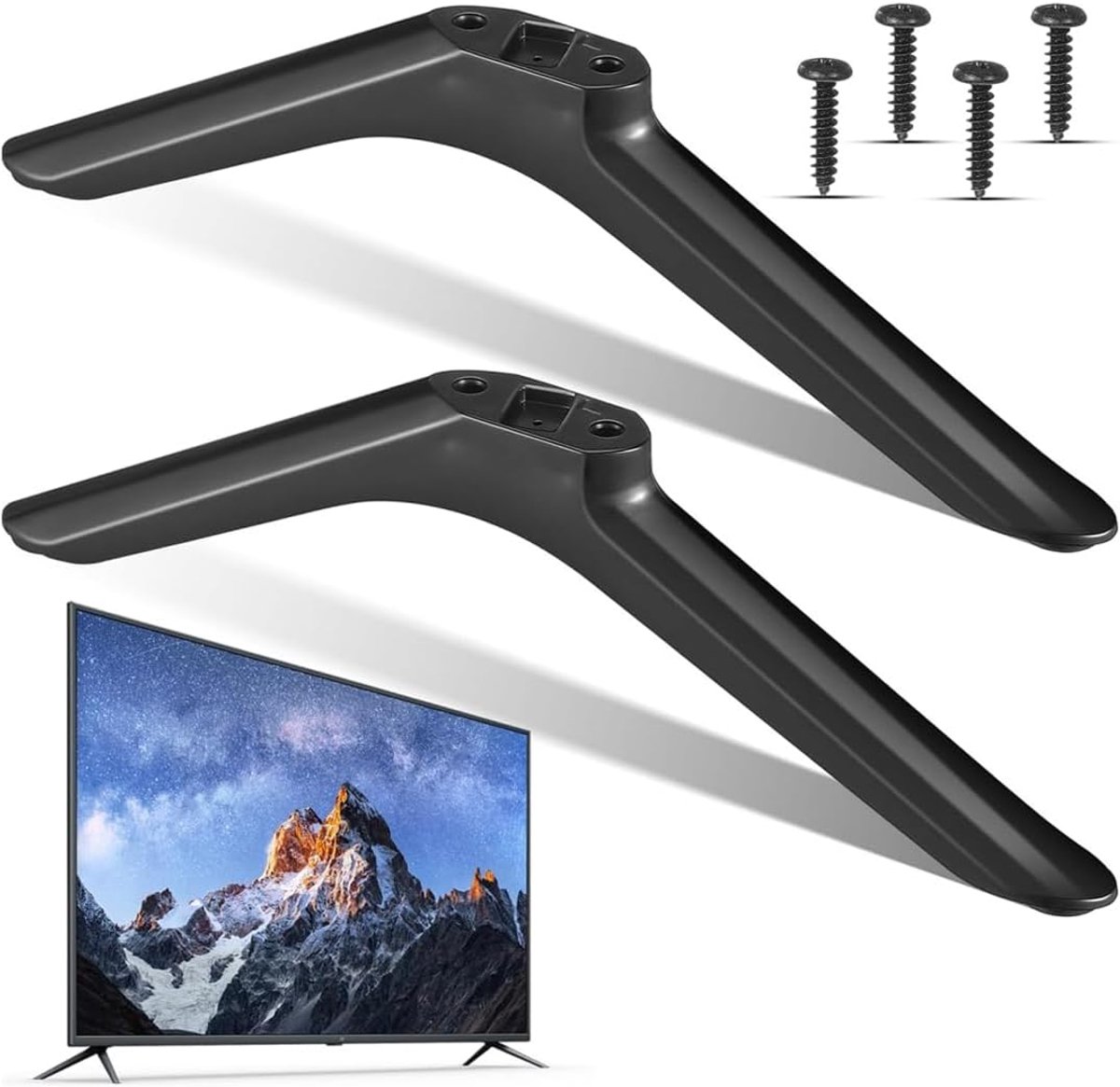Universele TV-Voetjes, 1 Paar voor TV van 32 Inch, Televisievoet van Stevig Zwart Kunststof, met Schroeven voor - ShopVlot
