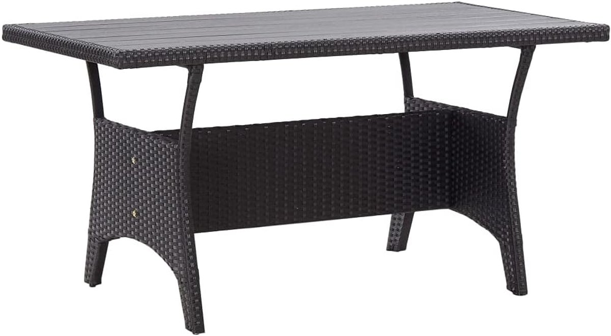 120x70x66 cm poly rattan zwart weerbestendig eettafel voor tuin balkon terras stevig frame gemakkelijk schoon te maken lichte constructie ideaal voor dineren buiten