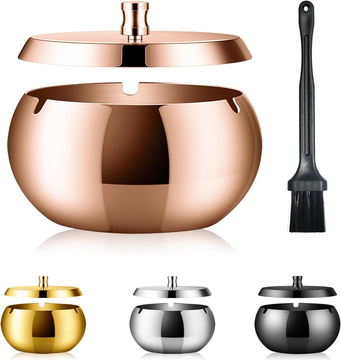 Ashtray Outdoor Ashtray with Cleaning Brush, Windproof, Odourless, Washable, Ashtray Made of Stainless Steel for - ShopVlot