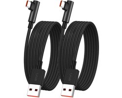 ACOCOBUY 2 m, gevlochten USB-C-kabel, 90 graden, voor Redmi Note 15 Pro - ShopVlot