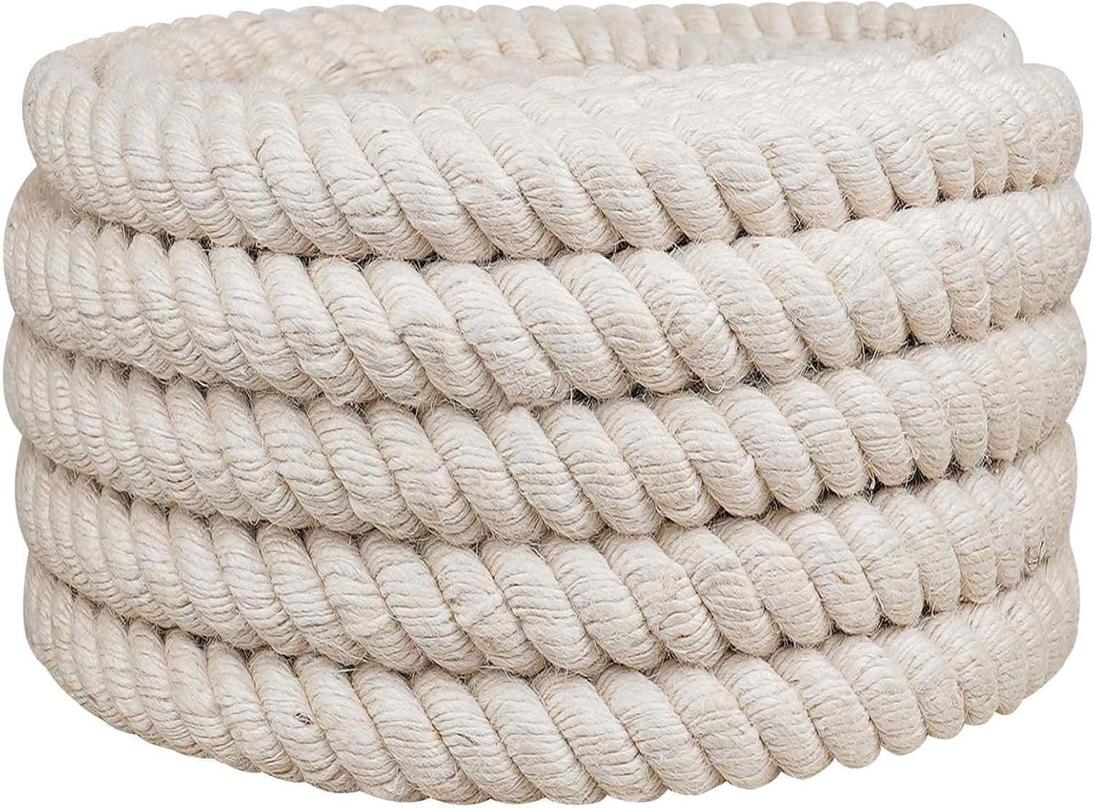 Touw 36 mm 5 m drie strengen Tossa vezel wit