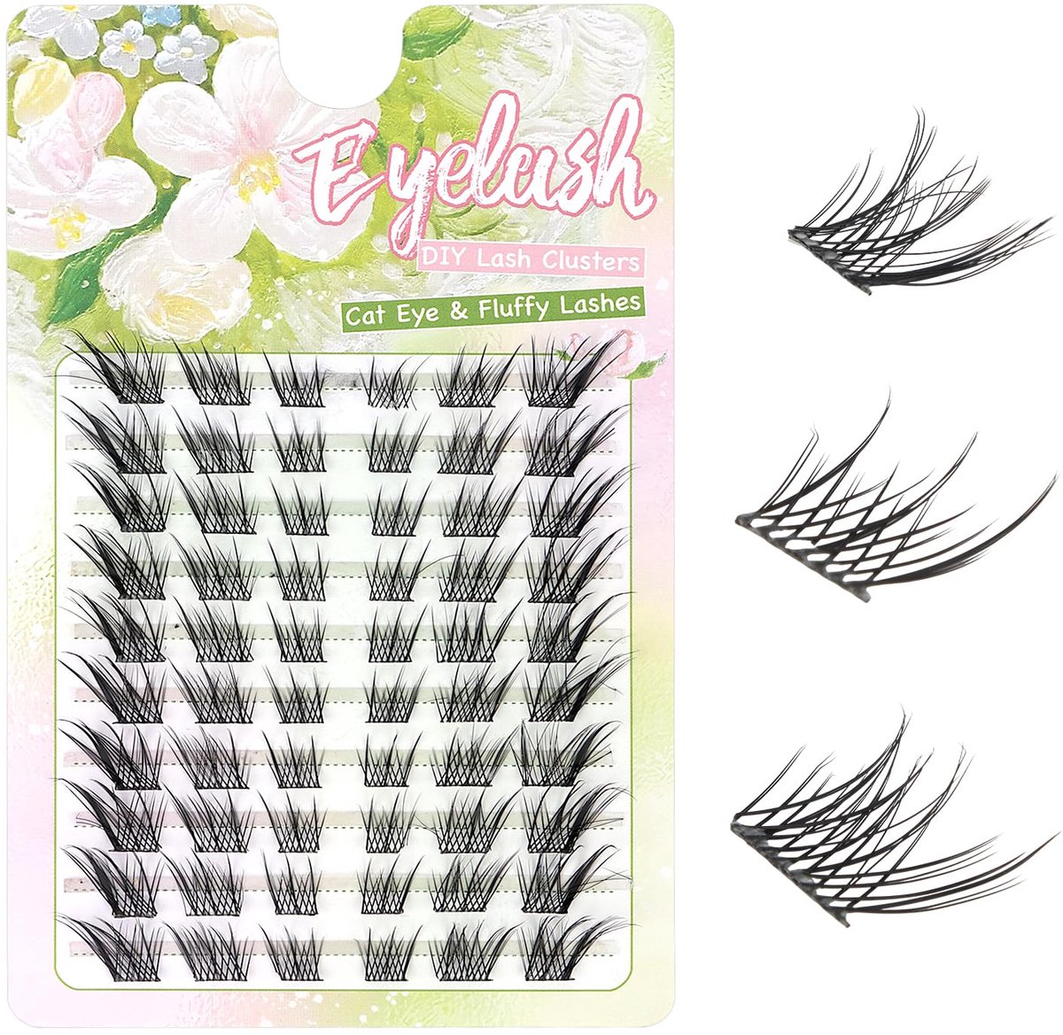 MOTIBACK 60 stuks Fox Eye Cluster Lasheset, 10-13 mm pluizige clusterwimpers, doe-het-zelf wimperverlengingen voor - ShopVlot