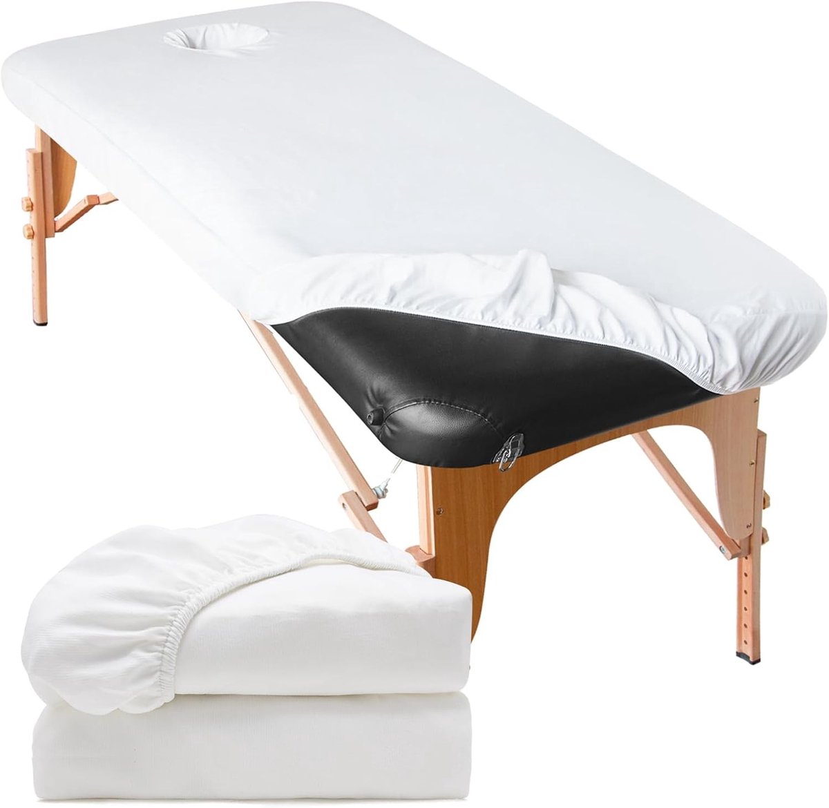Spanhoes voor Massagestoel - Wit - 190 x 70 cm - Zachte Wasbare Hoes met Neussleuf - Voor Professioneel Gebruik