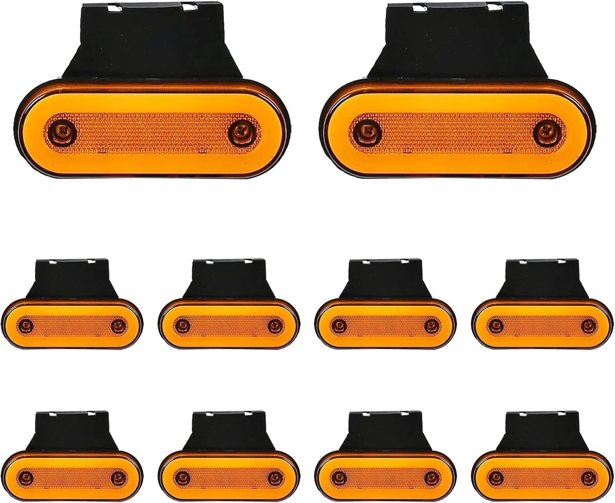 Positioneringslichten voor aanhangwagens en voertuigen - LED zijindicatoren, achterlichten, remlichten en reflectoren (10 stuks, oranje)