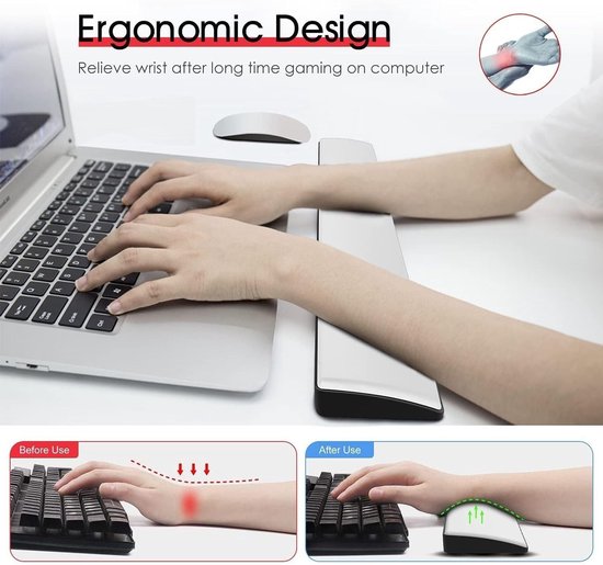 Ergonomische Polssteun voor 80% Compact Gaming Toetsenbord - Zacht Geheugenfoam, LED Verlichting en Antislip Rubber Voetjes — afbeelding 5