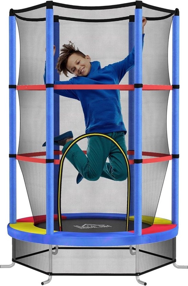 Veilige kindertrampoline - Springkussen voor binnen - Voor buitenspelen - Elastische veren - 140 x 190 cm - Meerkleurig