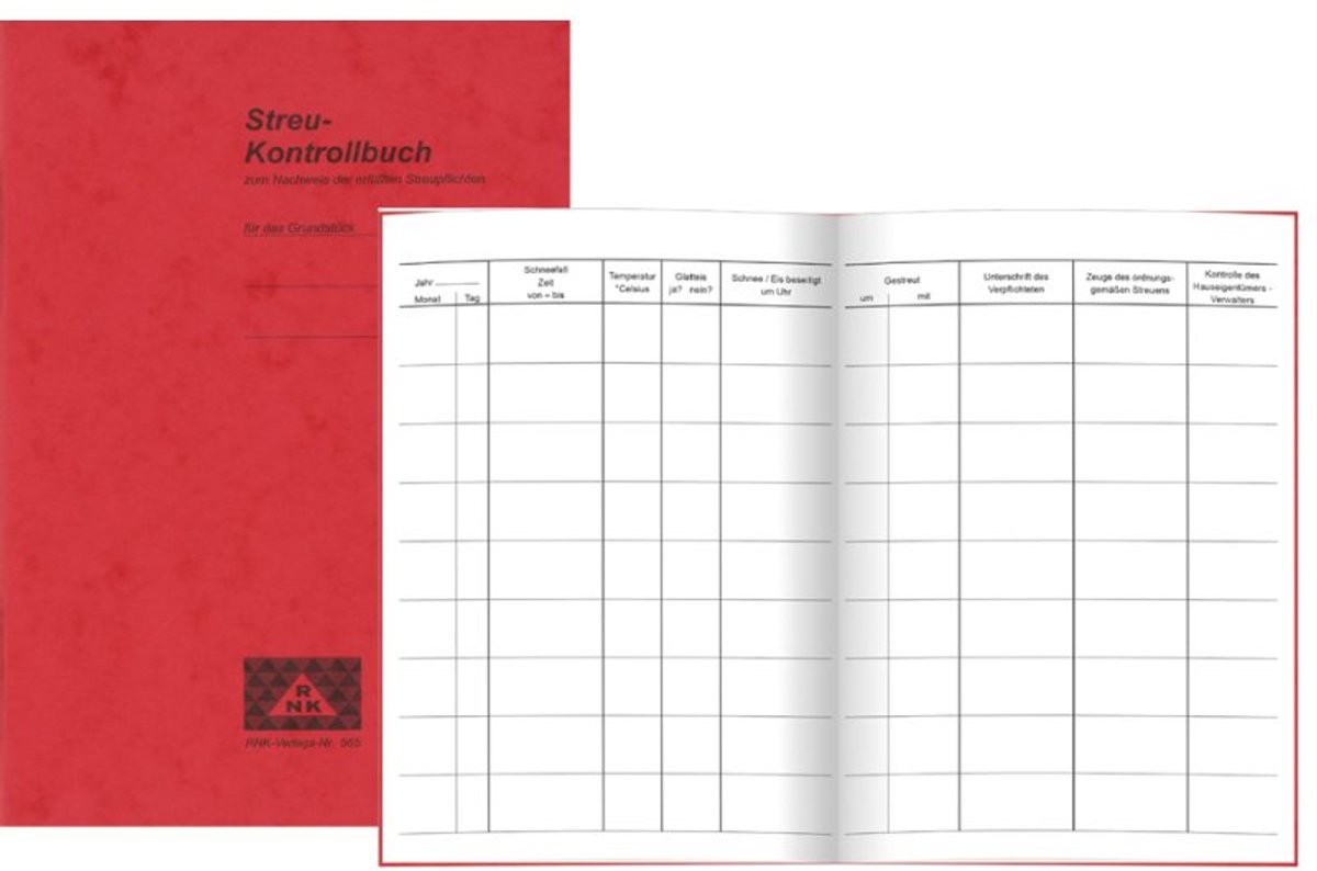 RNK Verlag strooicontroleboek, DIN A5, 12 vel, winter documentatie