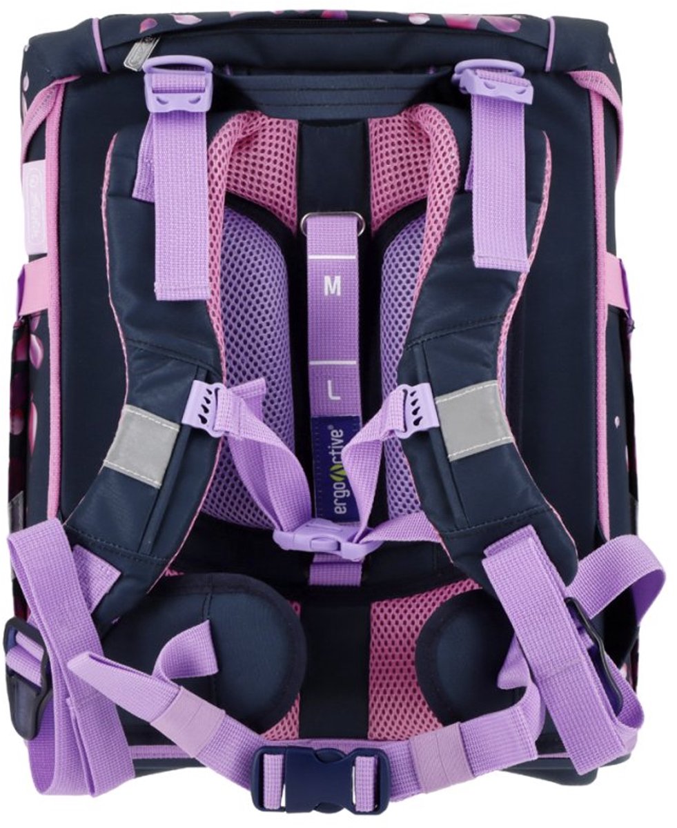 herlitz schooltas FiloActive XL Blossom Dance, katmotief, donkerblauw/roze, 21 liter