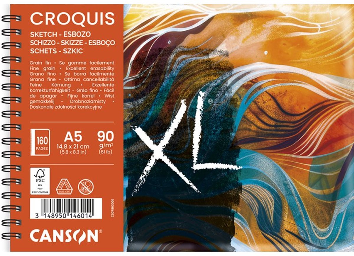 CANSON schetsboek XL SKIZZE Waves, A5, 90 g/m², 80 vel