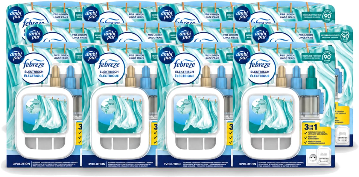 12 x Ambi Pur - 3Volution - Starterkit - Fresh Linnen - 20 ml - Voordeelverpakking - 12 stuks