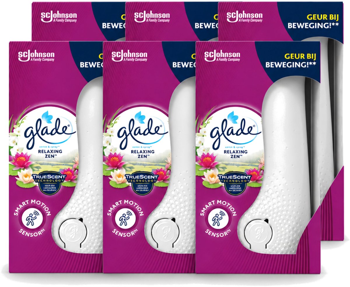 6 x Glade - Houder Sense & Spray - Relaxing Zen - 18 ml - Voordeelverpakking - 6 stuks