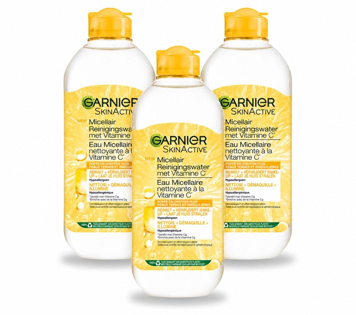 3 x Garnier - SkinActive - Micellair Water - Vitamine C - Reinigingswater - 400 ml - Voordeelverpakking - 3 stuks