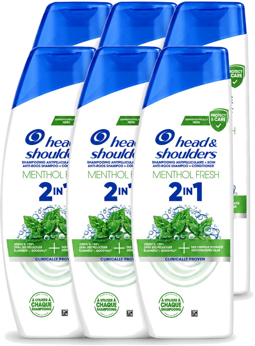6 x Head & Shoulders – 2-in-1 – Menthol Fresh – 300 ml - Voordeelverpakking - 6 stuks