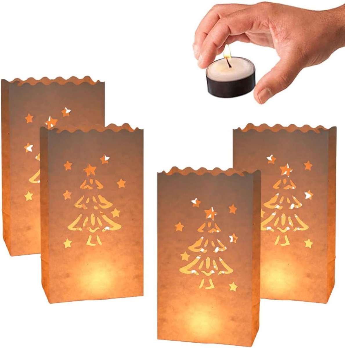YGCHEN Light Bags Paper Lanterns Candle Bags Candle Bags White for Weddings Birthday Christmas Decorations Christmas - ShopVlot