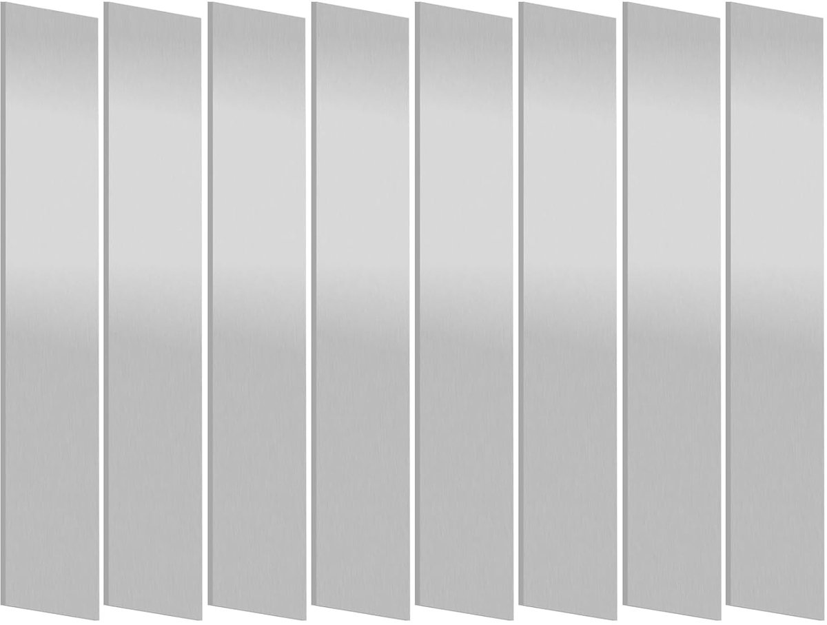 10pcs 304 Stainless Steel Strips 1" Wide x 6" Long 0.006" Thick Silver Metal Flat for Wall, Fireplace, Mirror Border - ShopVlot
