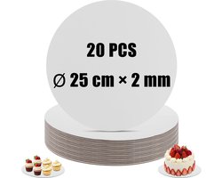 SHUESS 20 x Cake Plates, 25 cm Round 2 mm Thick Cake Plate, Cardboard, White Cake Mat, Round Cardboard, Tear-Resistant - ShopVlot