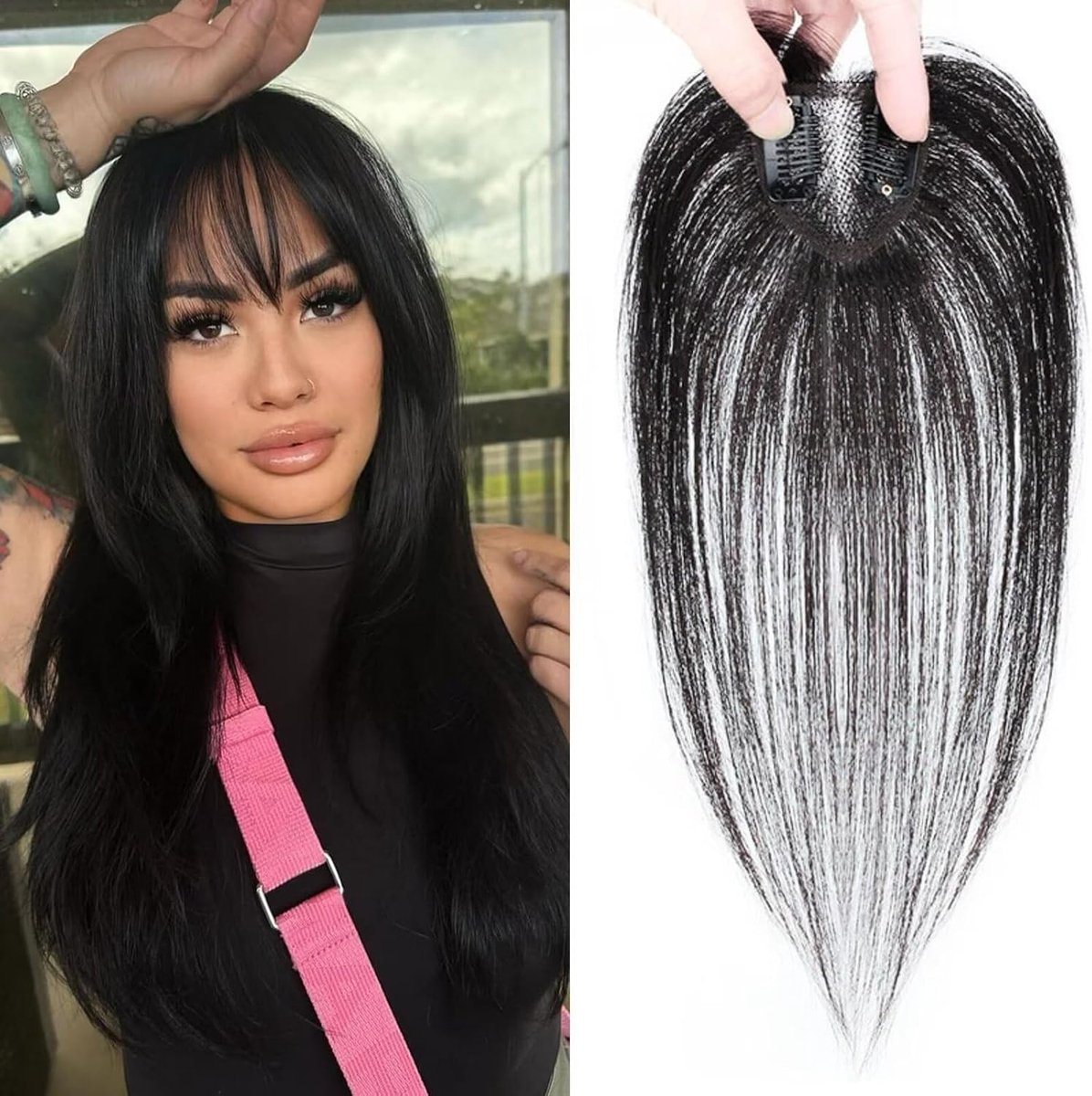 Hair topper for women, real human hair, 3D hair topper, fringe, top, hair height hairpieces for thin hair wigs - ShopVlot