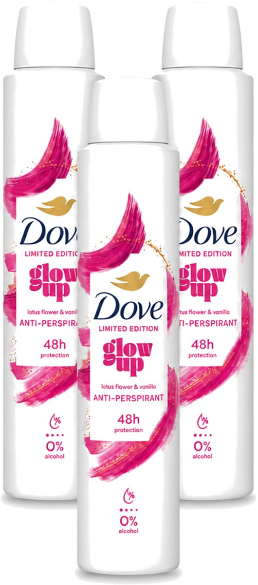 3 x Dove – Deodorant Spray – Glow Up – 200 ml - Voordeelverpakking - 3 stuks